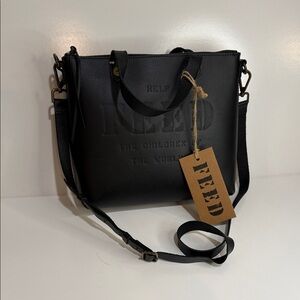 FEED NWT Black Leather Eleanor Bag. New.